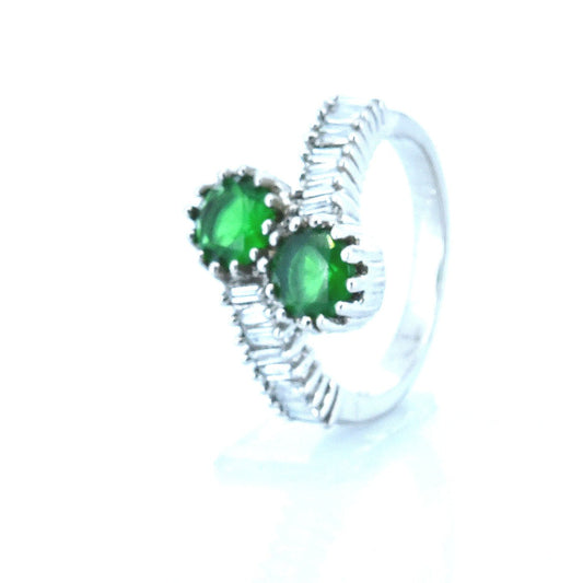 Silver Ring With Double Colored Zirconia