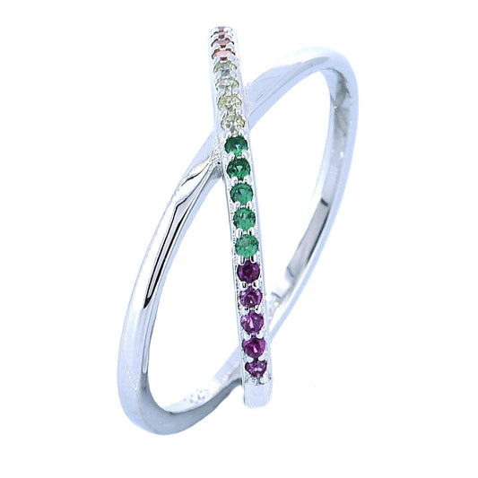 Anillo Doble de Plata con Circonitas