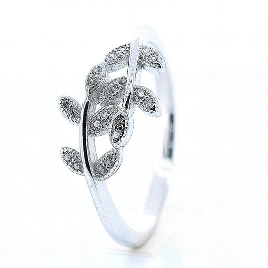 Anillo Hojas De Silver Con Circonia-Plarte