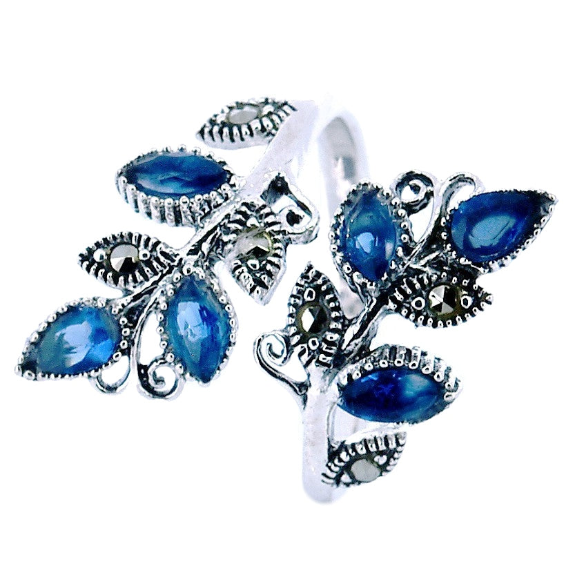 Sterling Silver Leaf Ring With Marquise