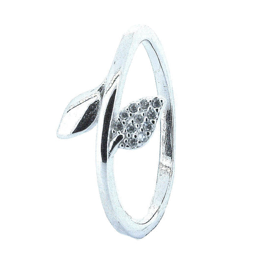 Silver Branch Ring With Zirconia