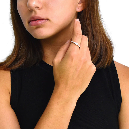 Anillo Solitario De Plata Con Circonitas