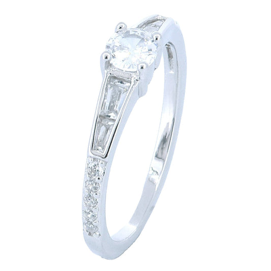 Silver Solitaire Ring With Zirconia