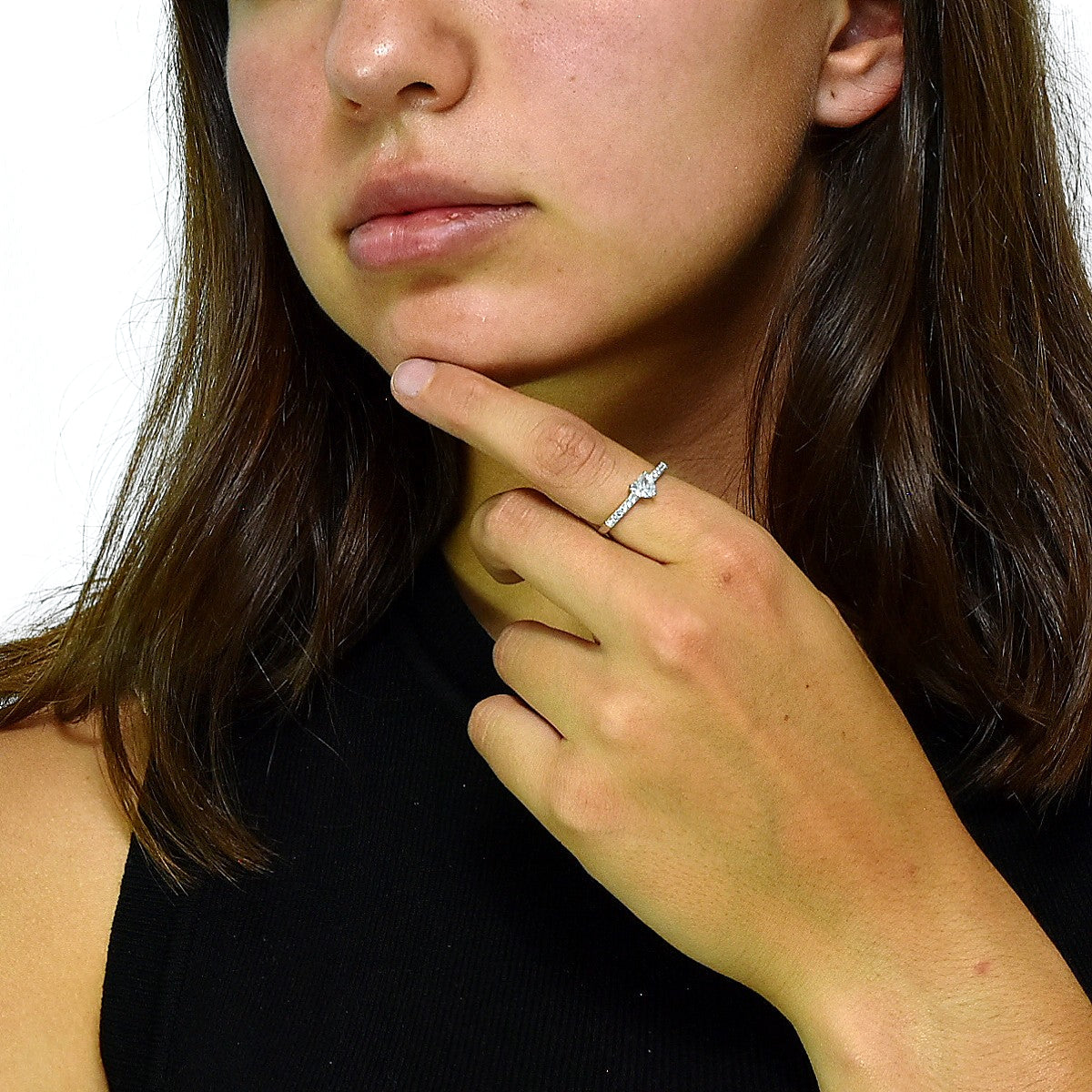 Silver Solitaire Heart Ring With Zirconia