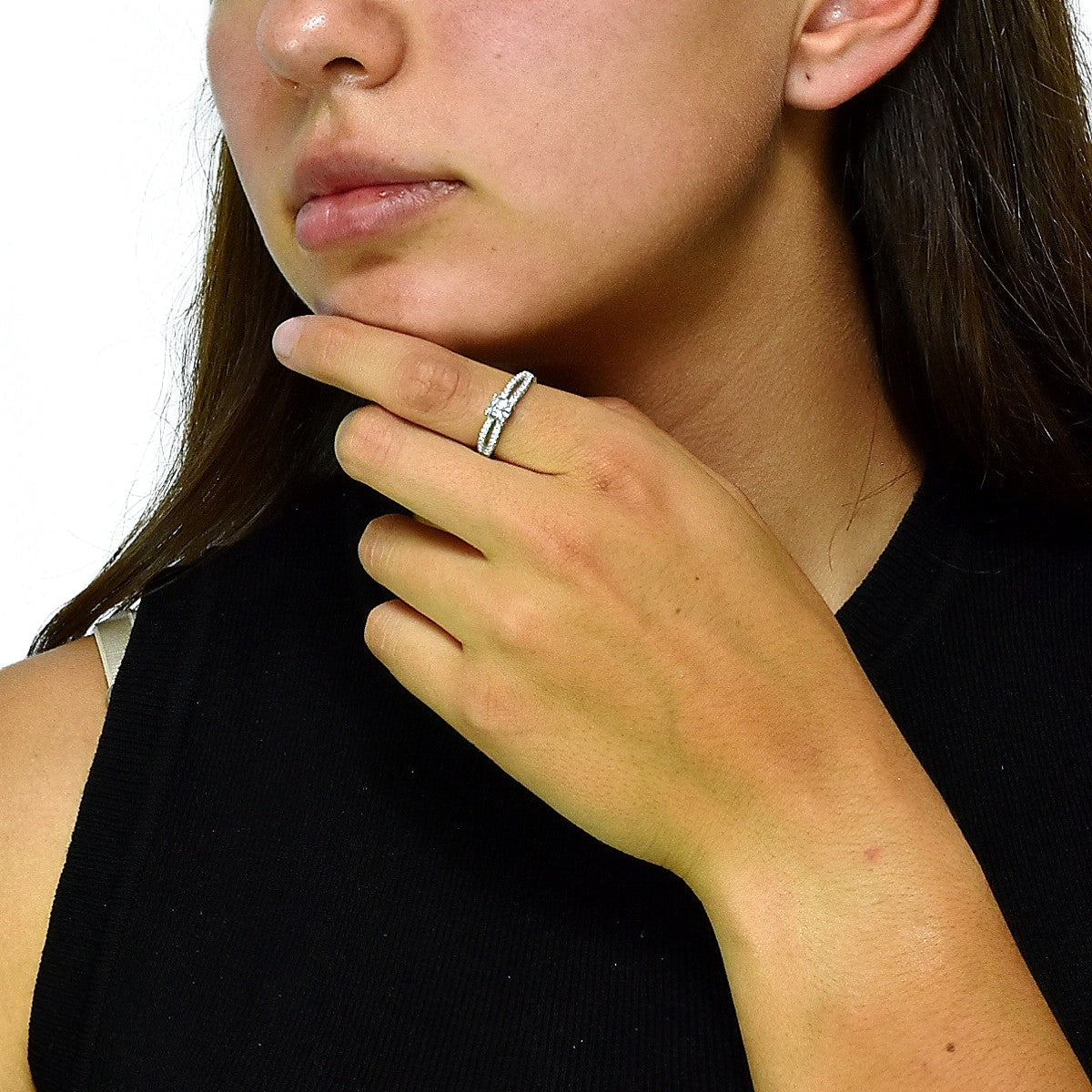 Silver Solitaire Ring With Zirconia