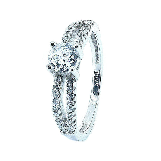 Silver Solitaire Ring With Zirconia
