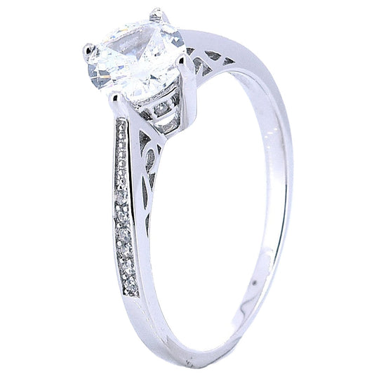 Anillo Solitario de Plata con Circonitas