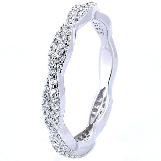 Silver Braided Ring with Zirconia