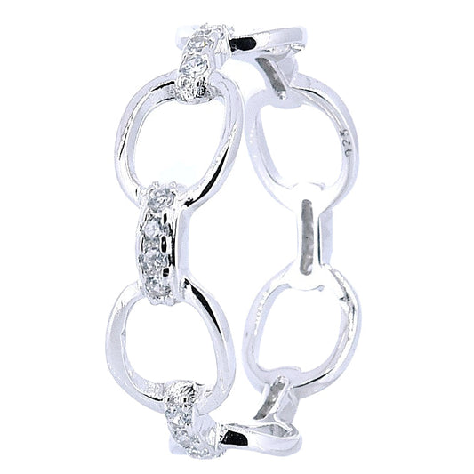 Silver Chain Ring with Zirconia