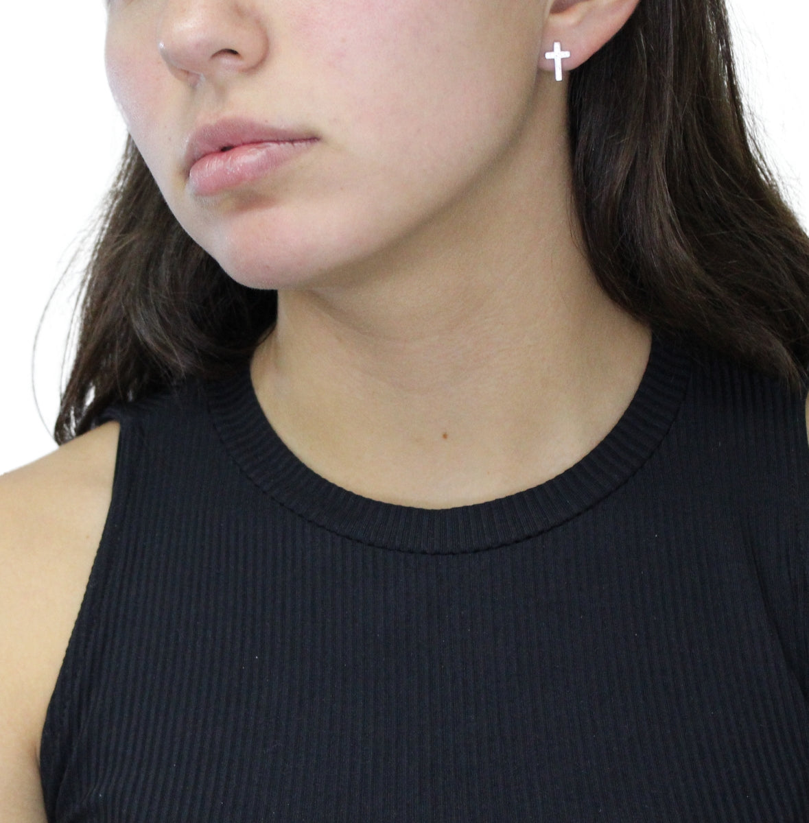 Cubic Zirconia Cross Stud Earrings