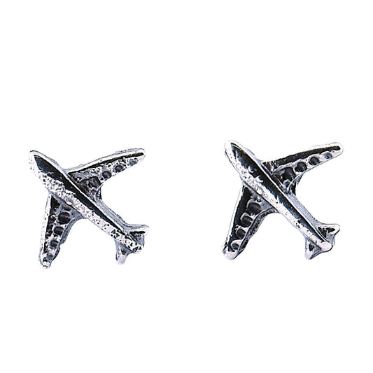 Silver Airplane Earrings