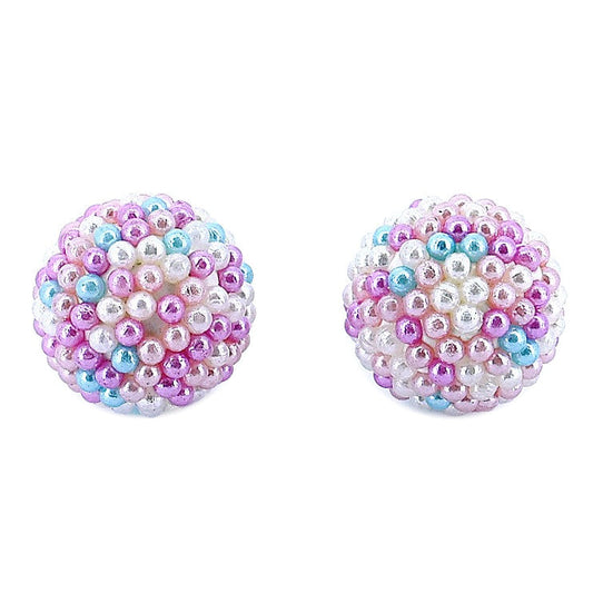 Colorful Beaded Ball Earrings