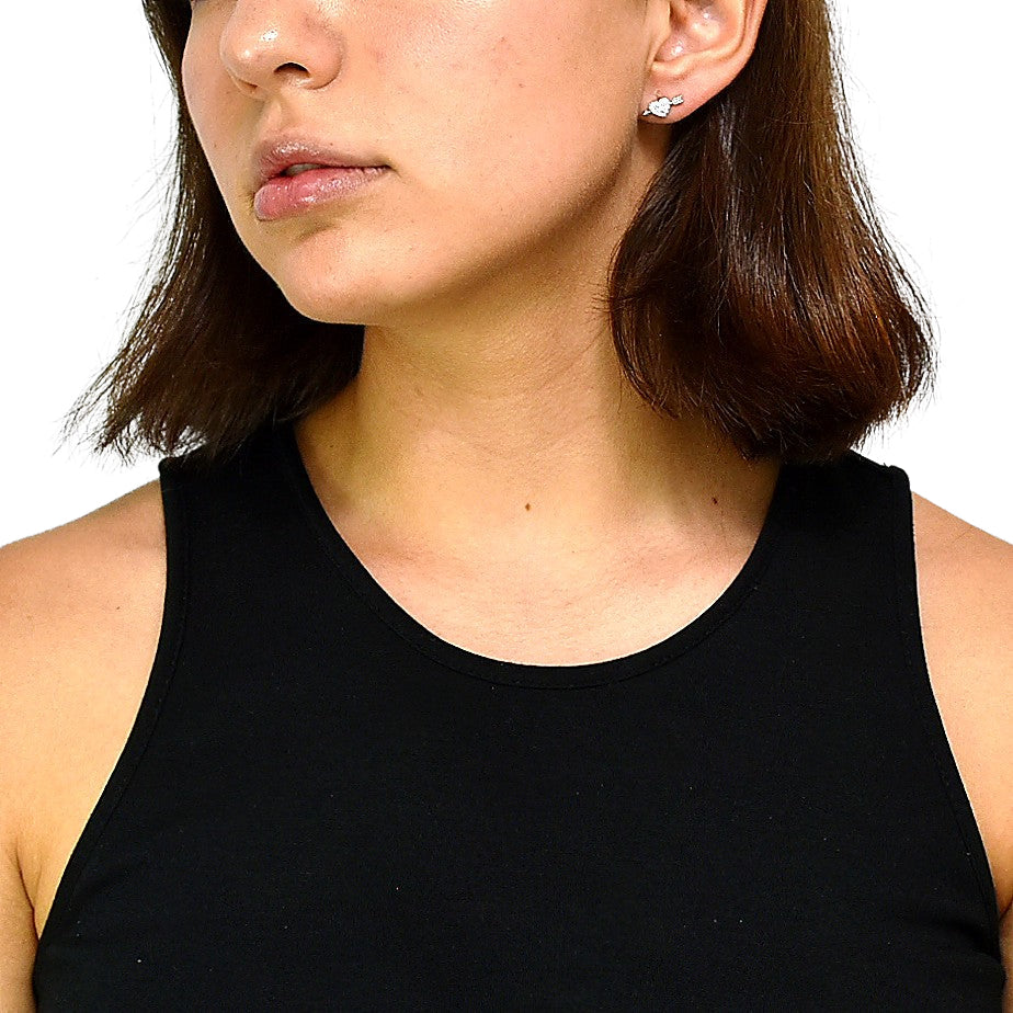 Silver Arrowed Heart Earrings with Zirconia