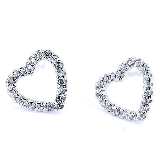 Silver Heart Earrings with Zirconia