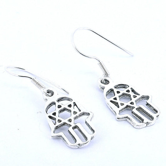 Sterling Silver Hamsa Hand Earrings