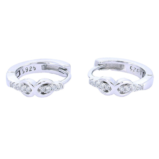 Silver Infinity Huggies Earrings with Zirconia
