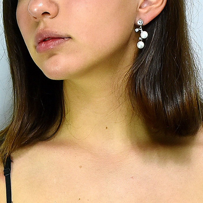 Silver Earrings Perla Con Circonia-Silver Earrings-Plarte New