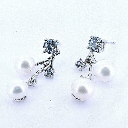 Silver Earrings Perla Con Circonia-Silver Earrings-Plarte New