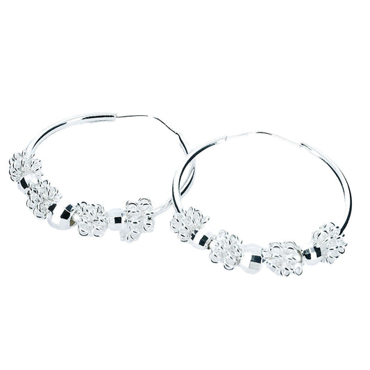 Pendientes Aros Plata Niña Flores