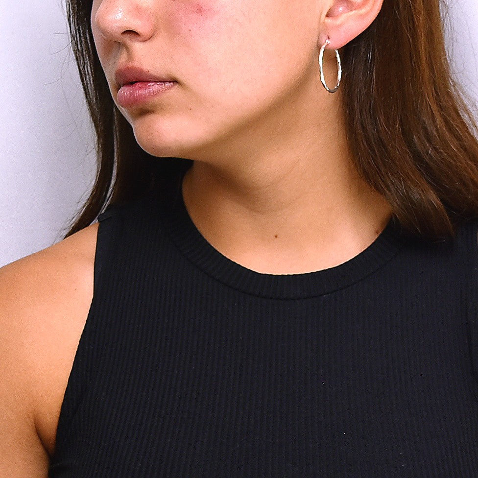 Pendientes de aro de plata con diamantes