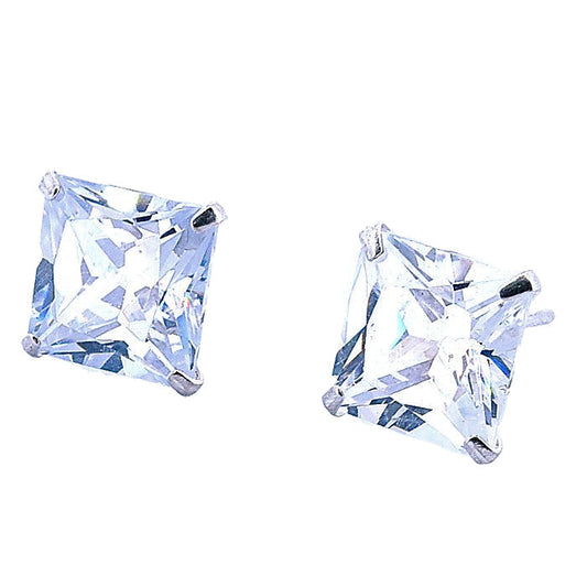 Square Cubic Zirconia Stud Earrings