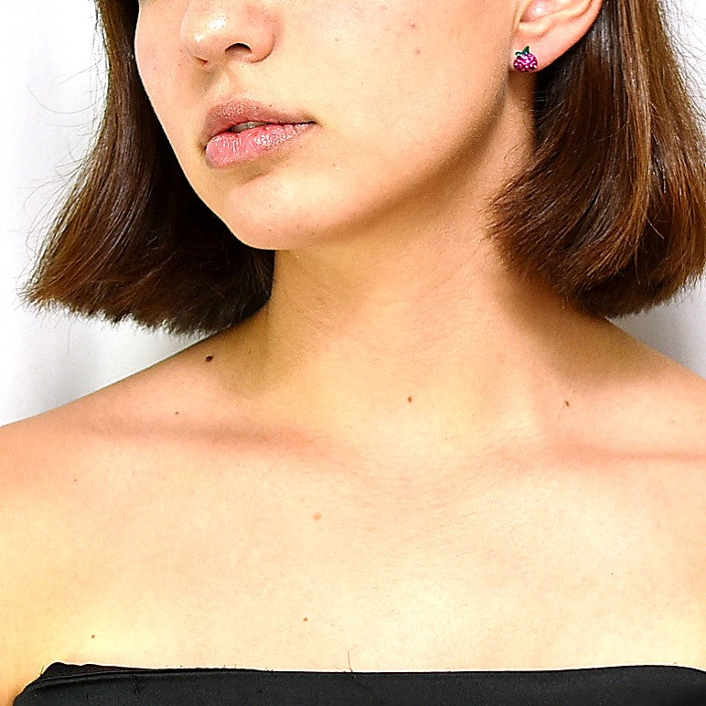 Crystal Apple Stud Earrings