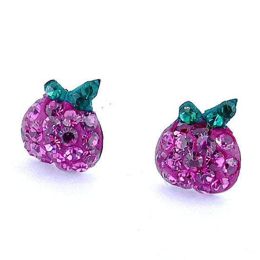Crystal Apple Stud Earrings