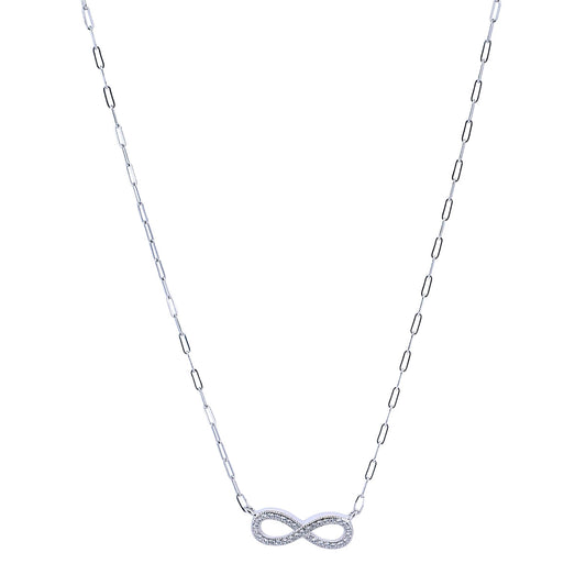 Infinity Silver Necklace With Zirconia