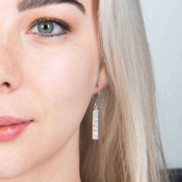 Silver Bars Earrings with zirconias