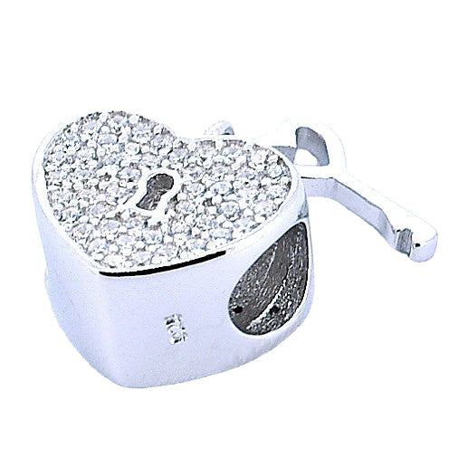 Heart Padlock Bracelet Charm With Key