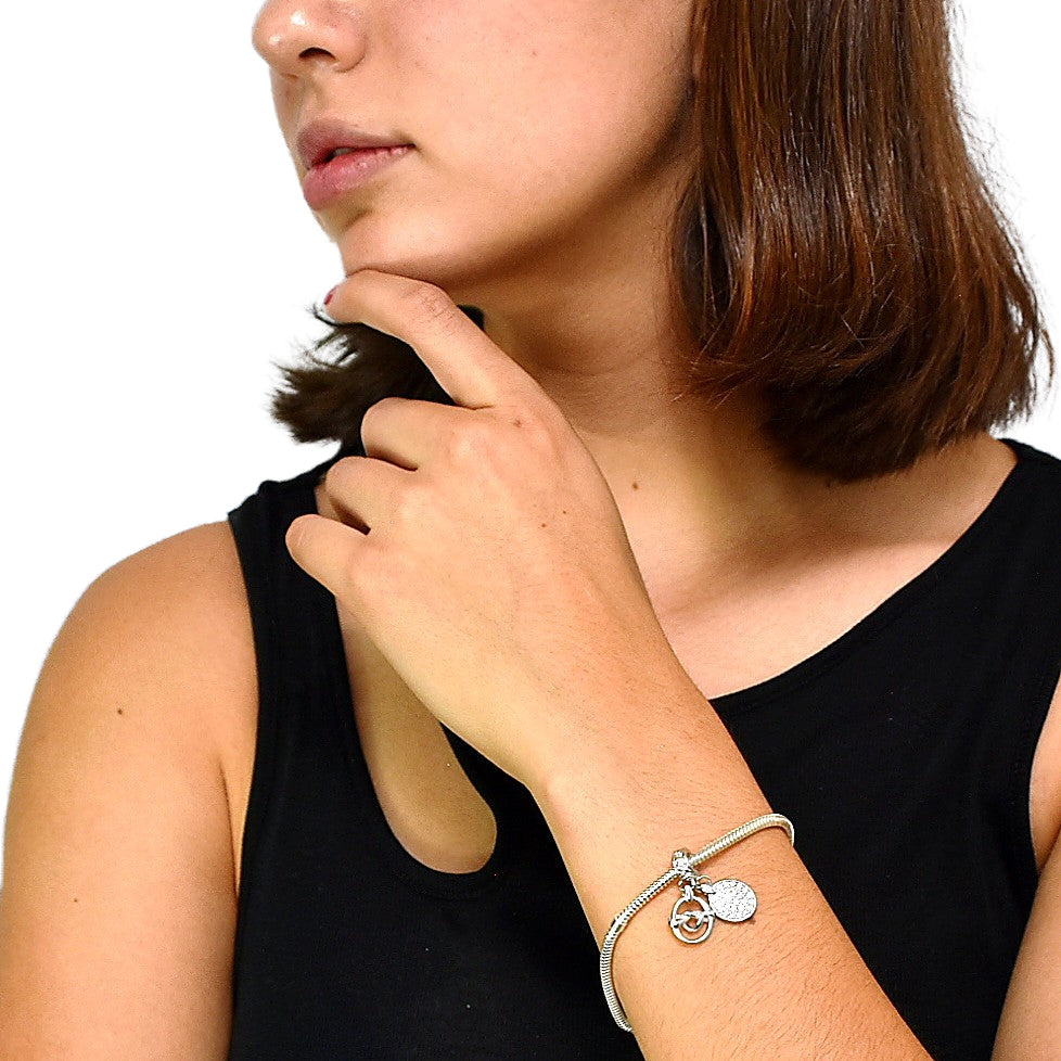 Silver Bracelet Charm With Zirconia