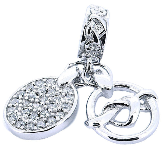Silver Bracelet Charm With Zirconia