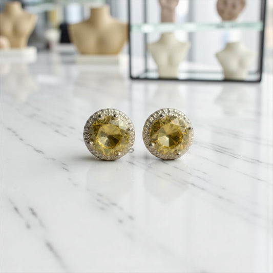 Yellow Stone Halo Earrings