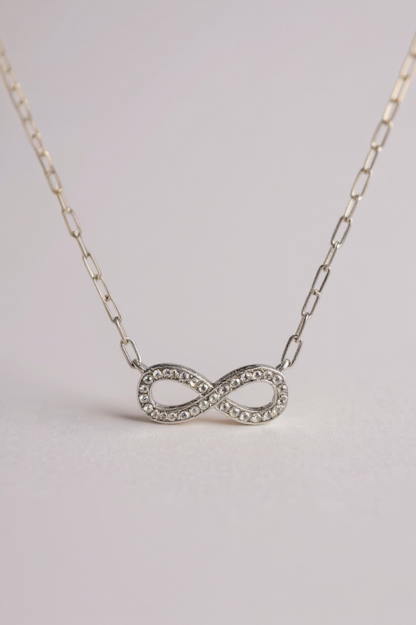 Infinity Silver Necklace With Zirconia