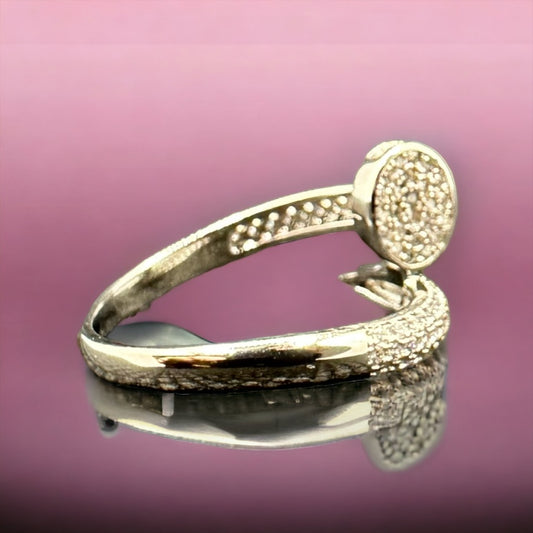 Silver Cartier Style Clove Ring With Tip Zirconia