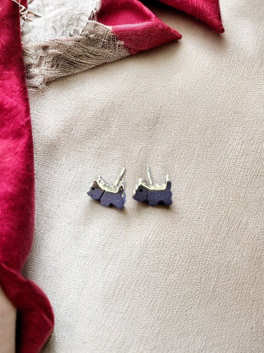Mini silver dog earrings