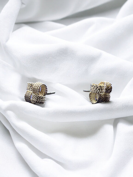 Silver square knot earrings