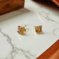 Gold Stud Earrings with Clear Swarovski Crystals