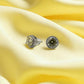 Silver Halo Stud Earrings with Yellow Swarovski Crystals