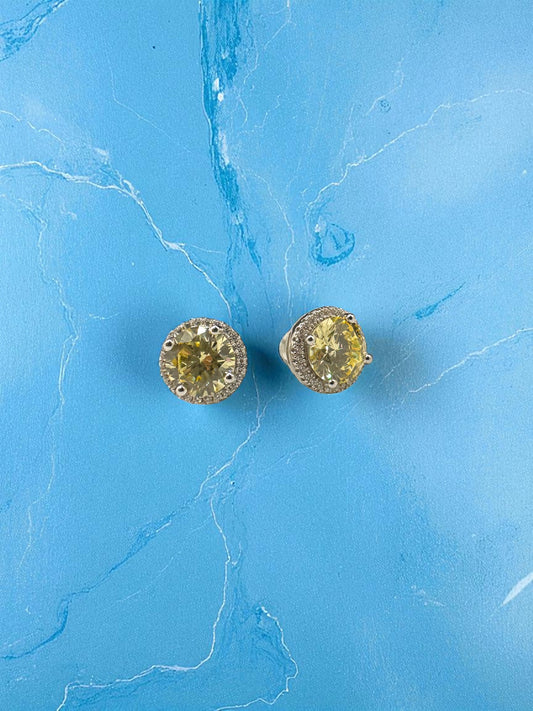 Yellow Stone Halo Earrings