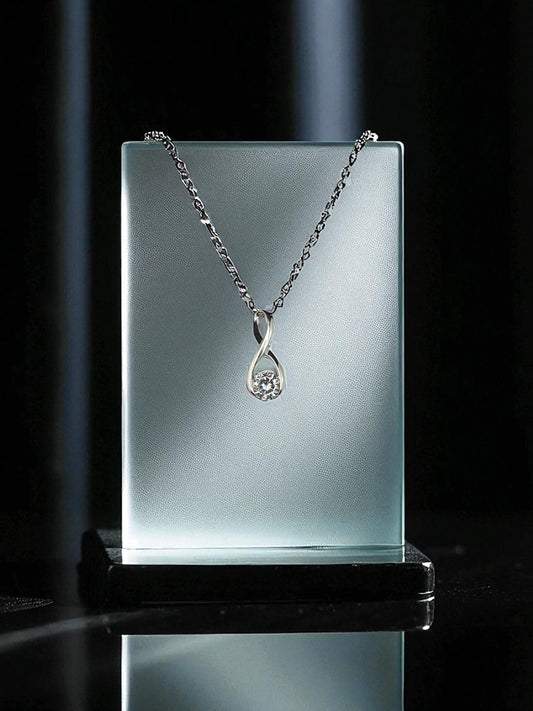 Silver Infinity Necklace with Crystal