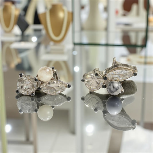 Crystal & Pearl Stud Earrings