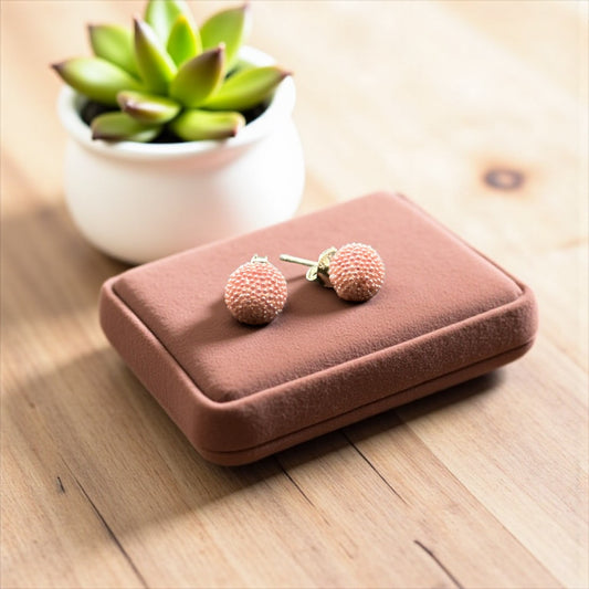 Rose Gold Beaded Stud Earrings
