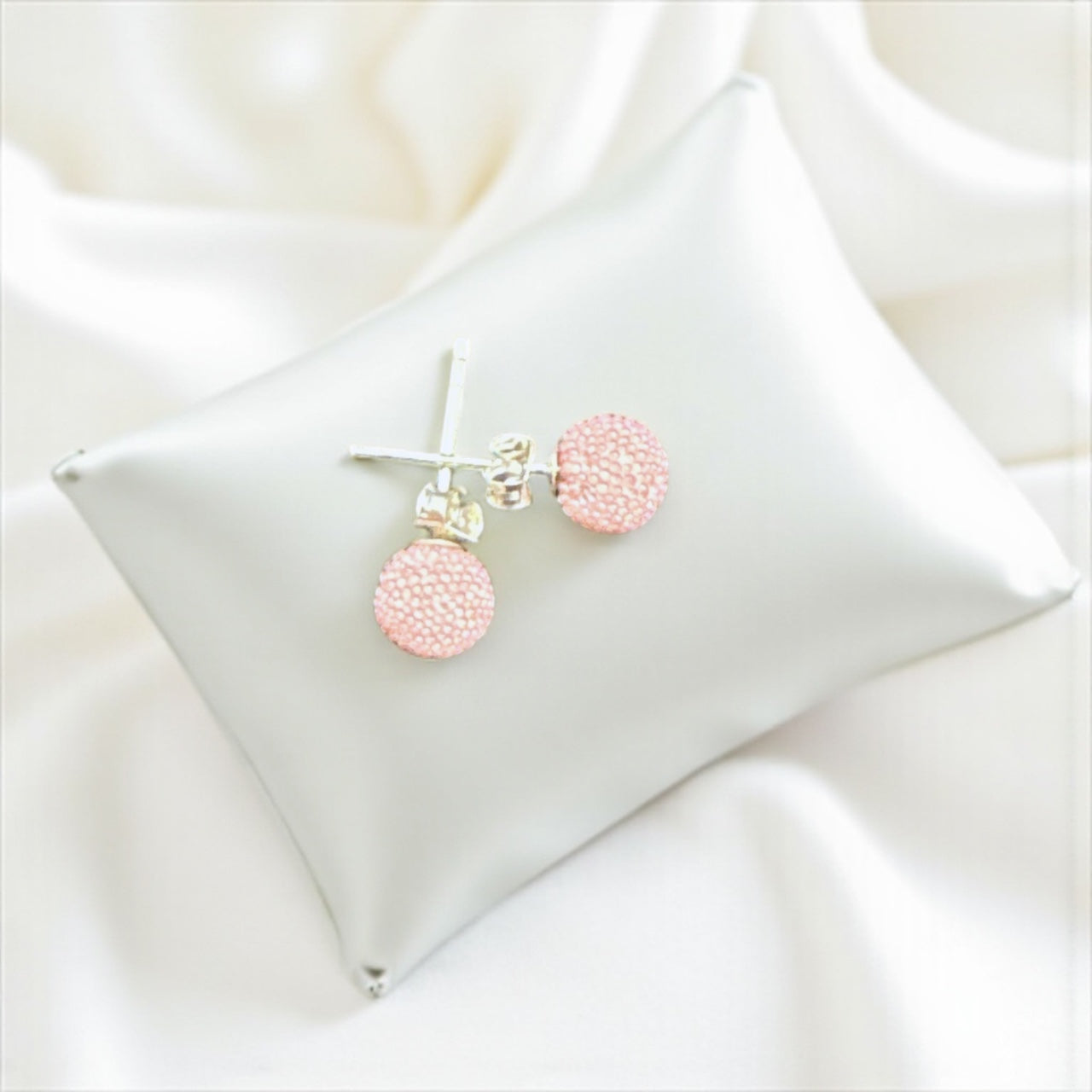 Rose Gold Beaded Stud Earrings