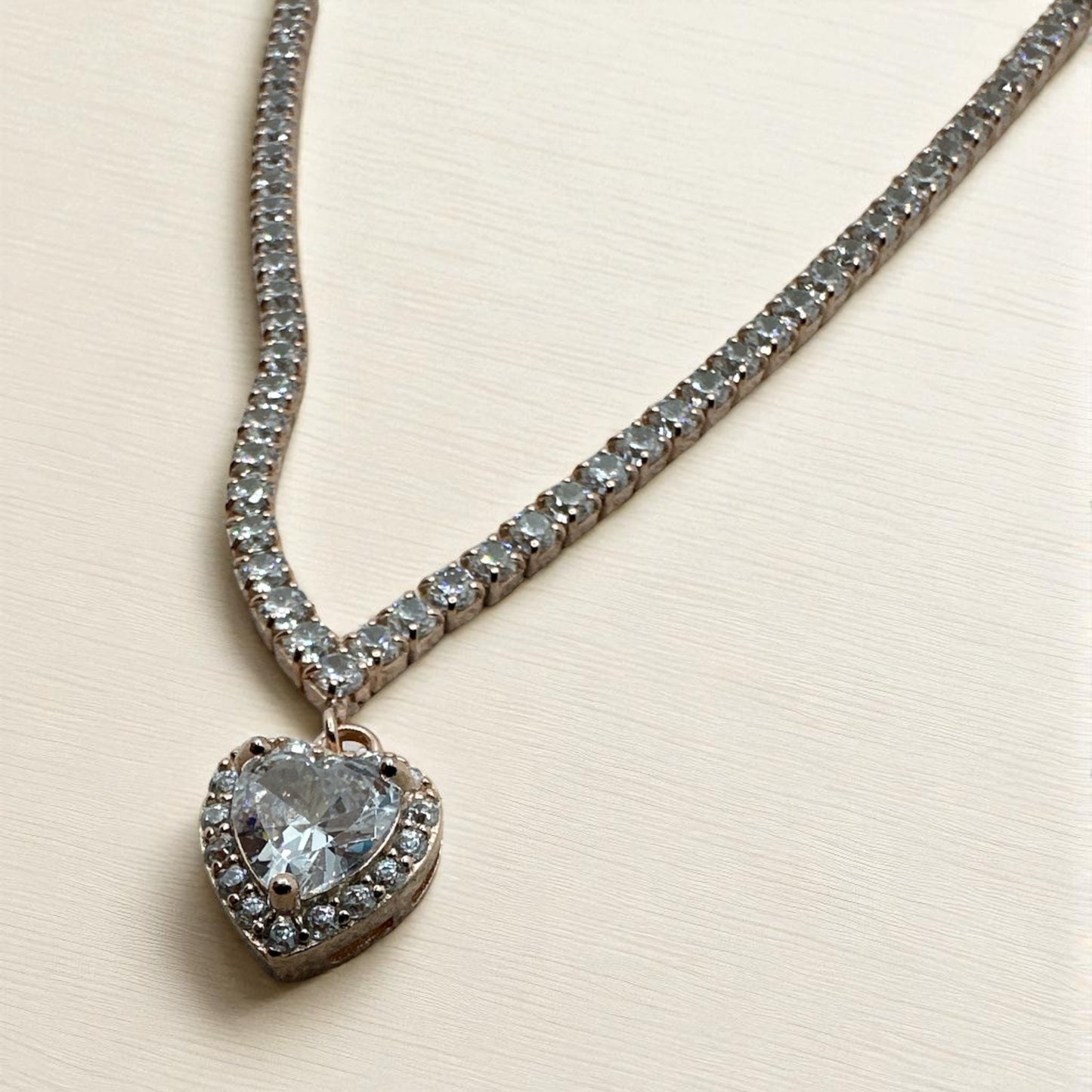 Heart Pendant Tennis Necklace