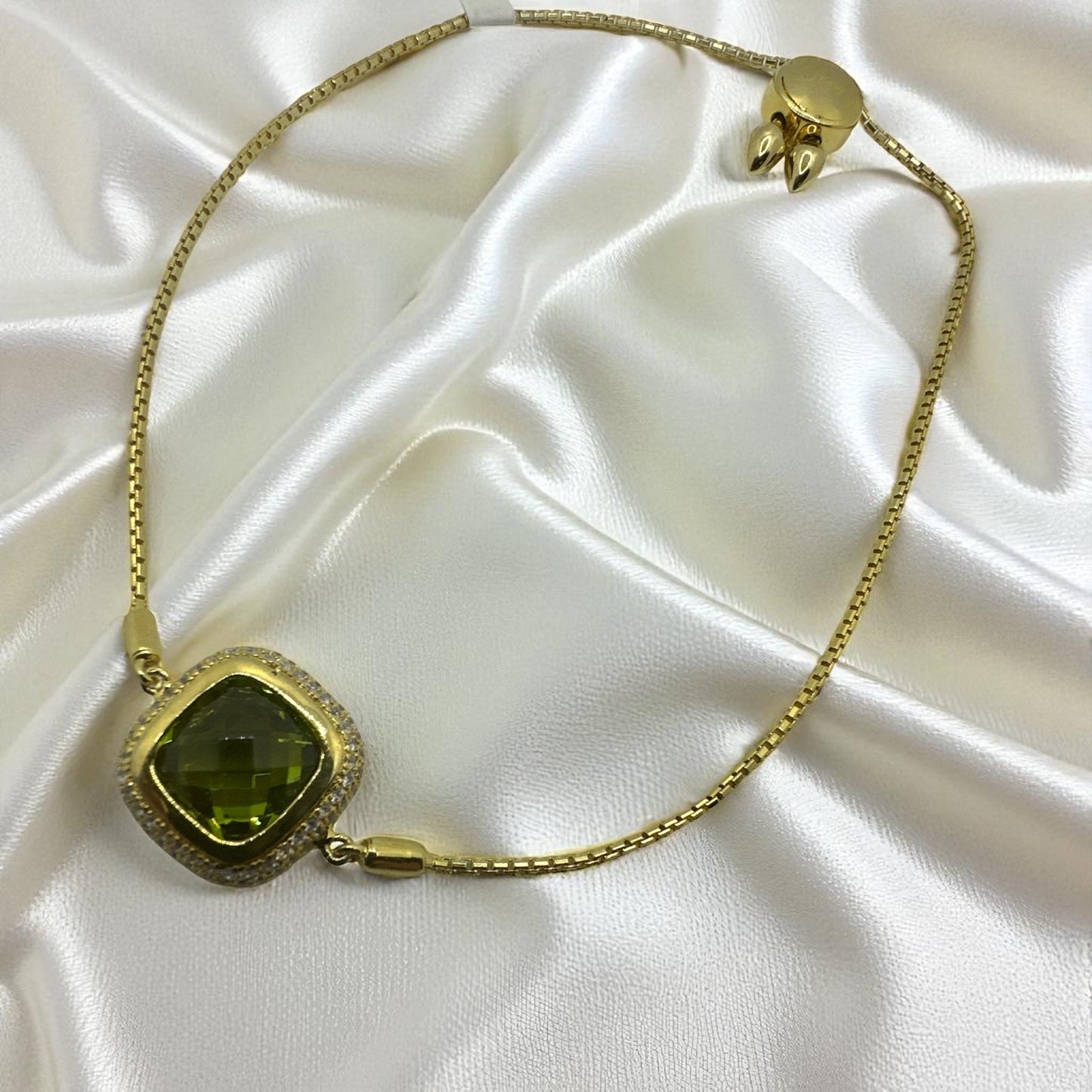 Gold Green Gem Bracelet
