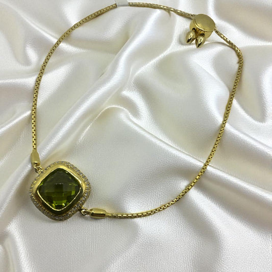 Gold Green Gem Bracelet