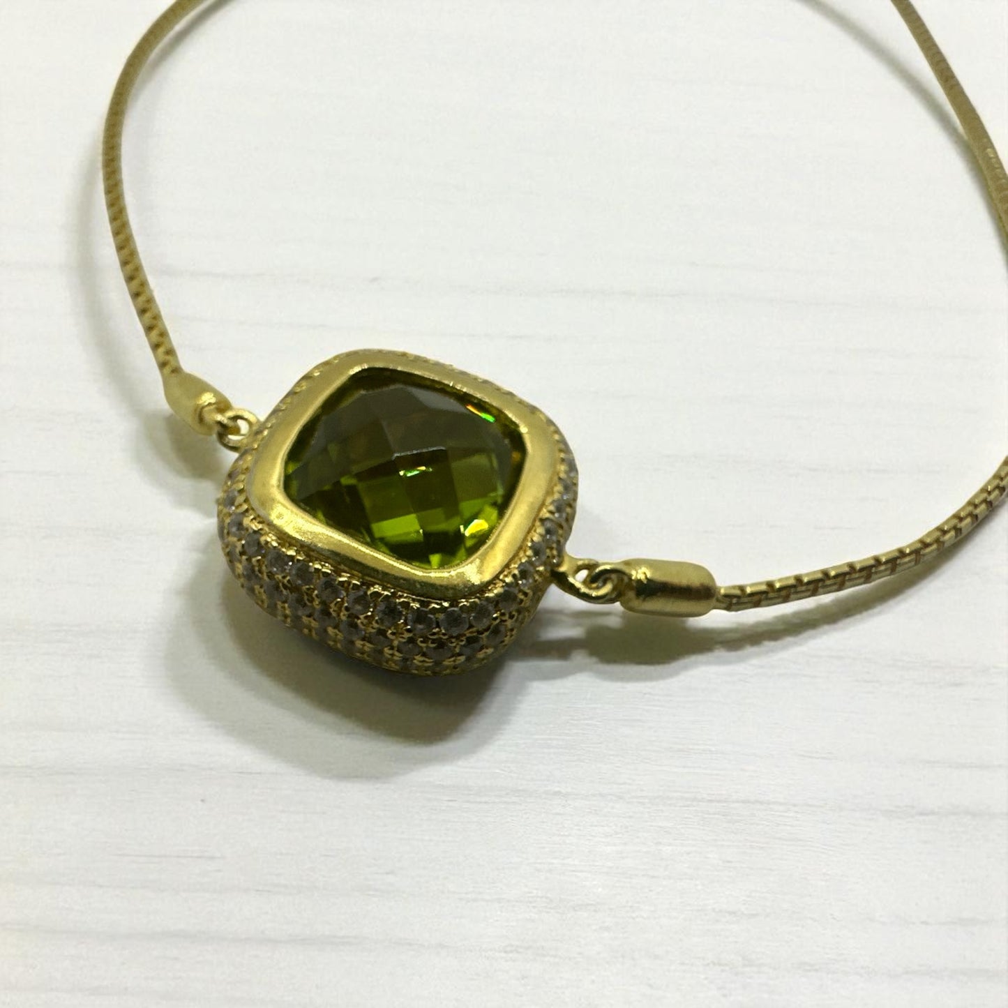 Gold Green Gem Bracelet