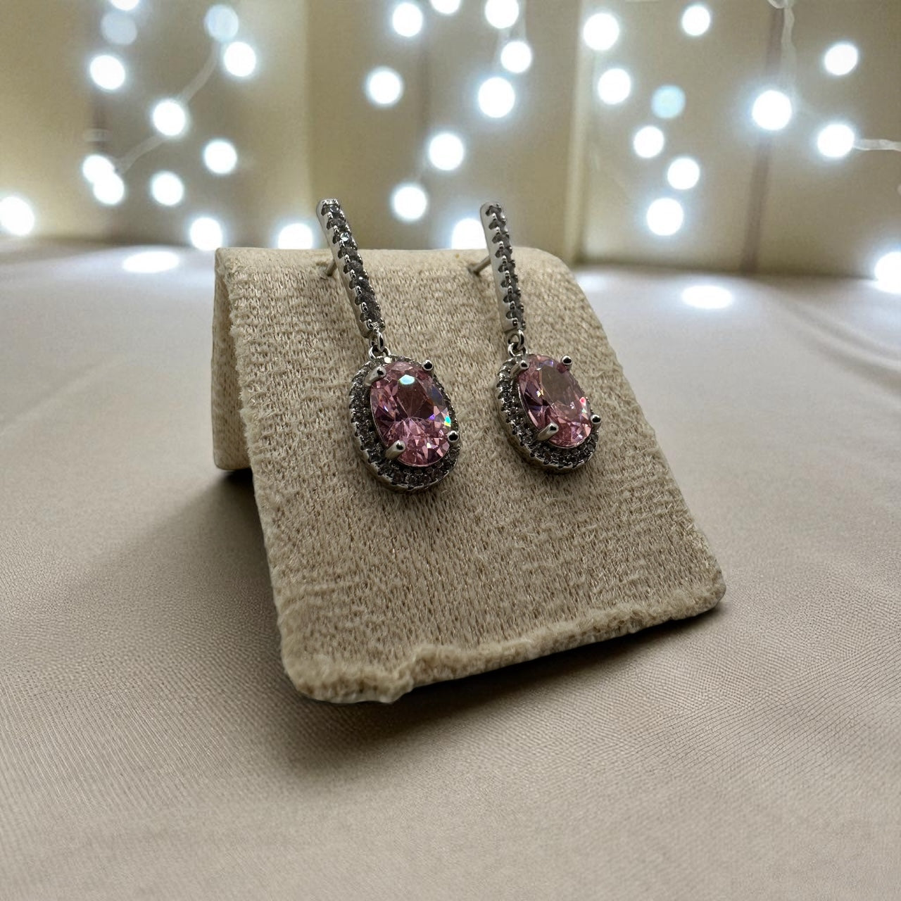 Pink Halo Drop Earrings