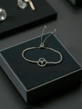 Circle Charm Adjustable Silver Bracelet